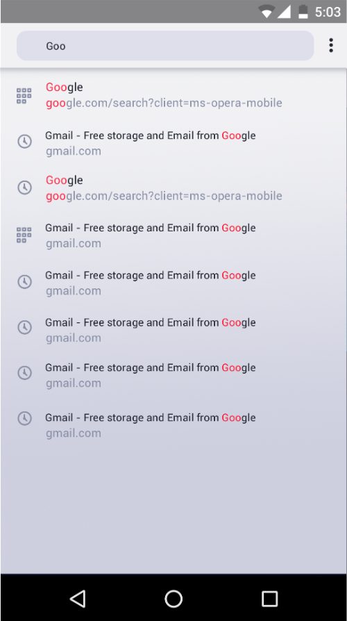 Search suggestions, light