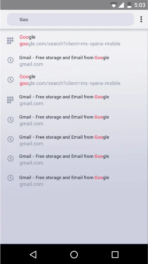 Search suggestions, light