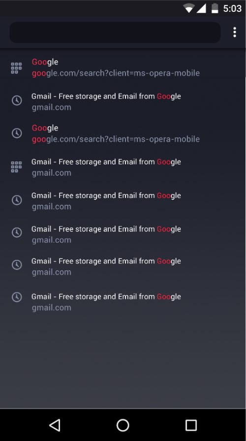 Search suggestions, dark