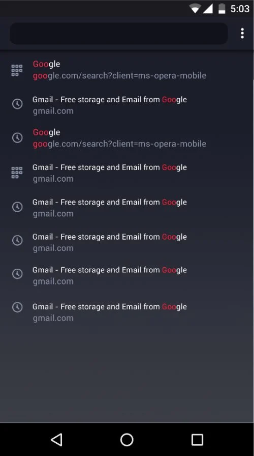 Search suggestions, dark
