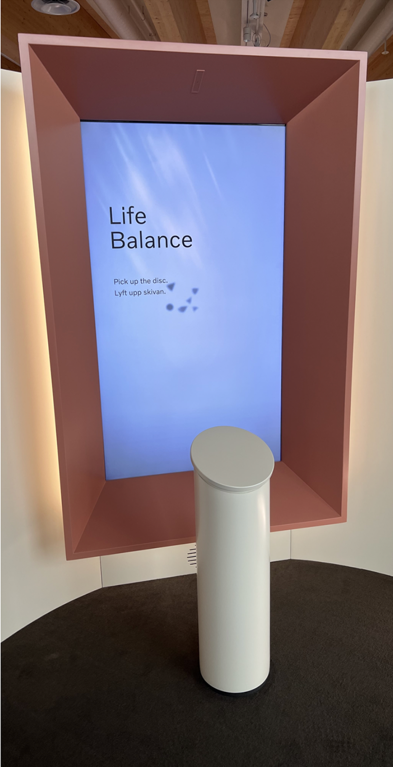 Life Balance start screen at the installation