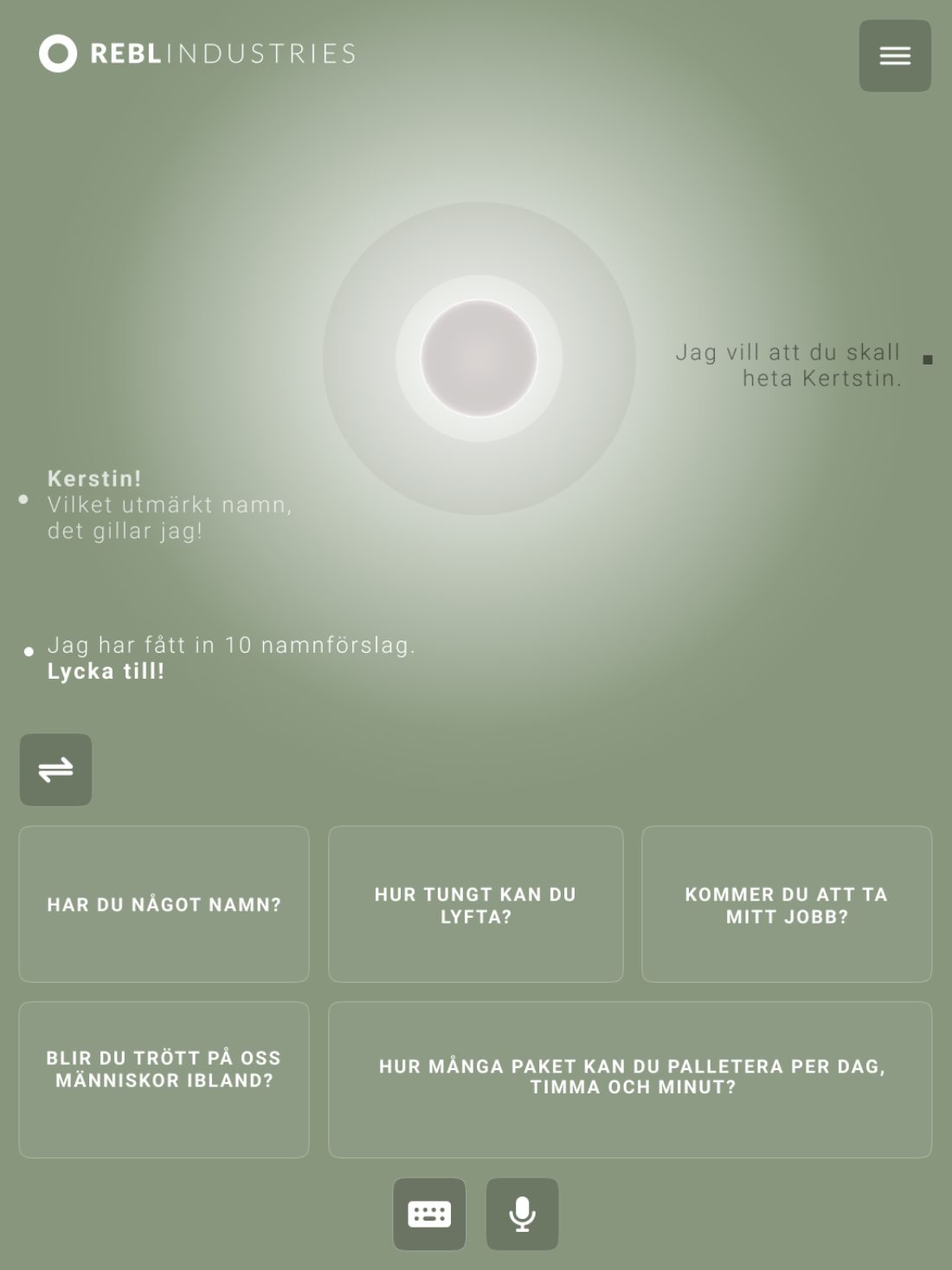 Naming the robot, tablet companion