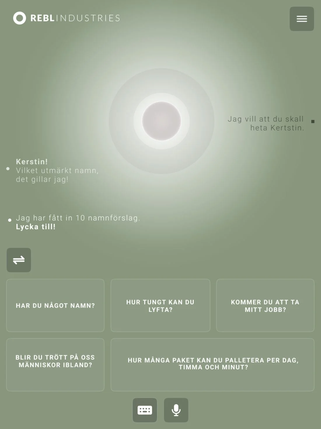 Naming the robot, tablet companion