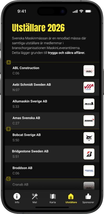 Maskinmässan exhibitors