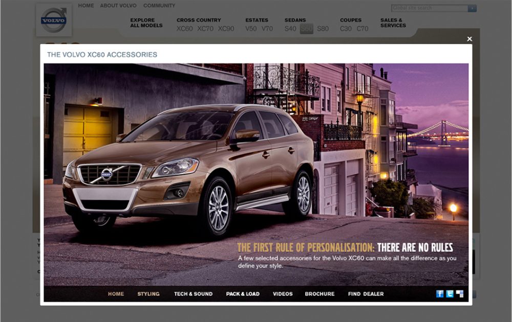 Volvo XC60 accessories microsite